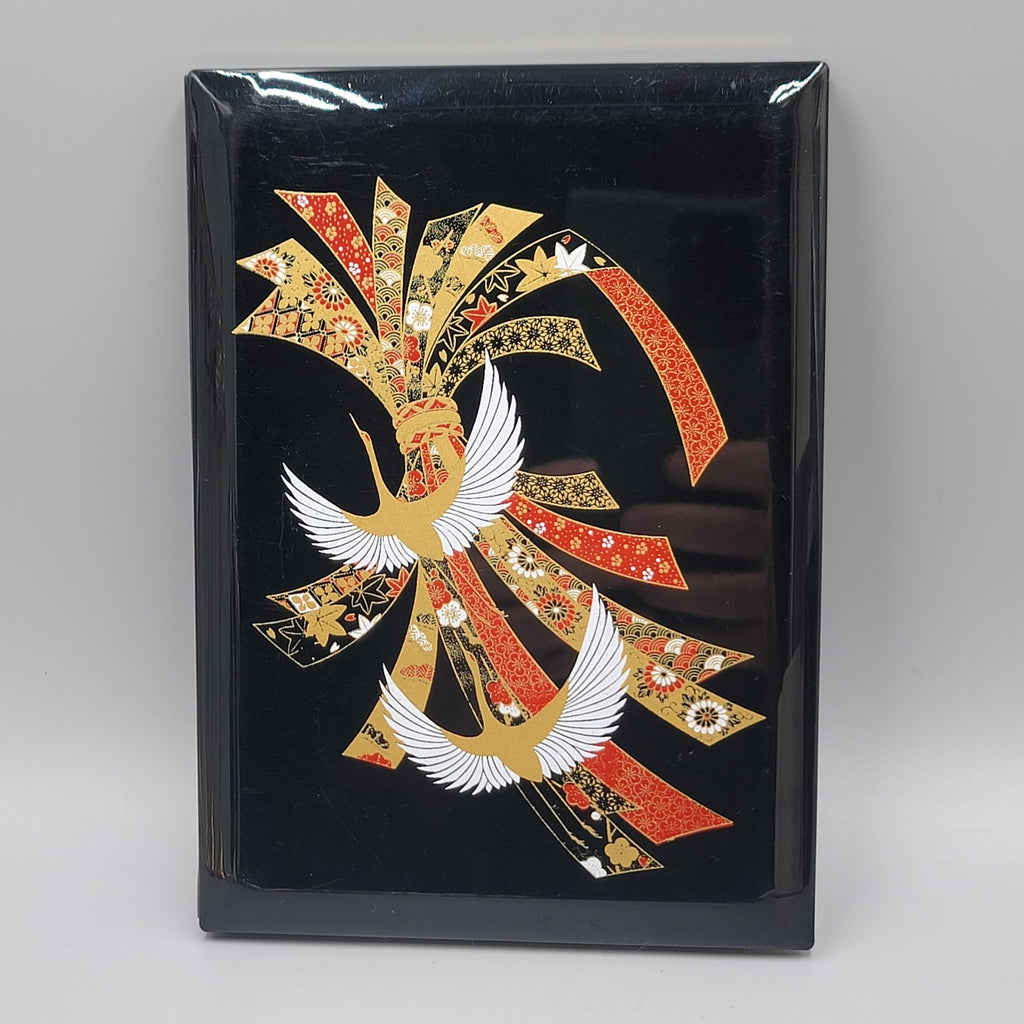 Vintage Japanese Cranes Kimono Belts Black Lacquered Address Phone Book