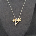 Fossil Charm Pendant Necklace Silver tone Heart Arrow Star Crystals 16"-18"