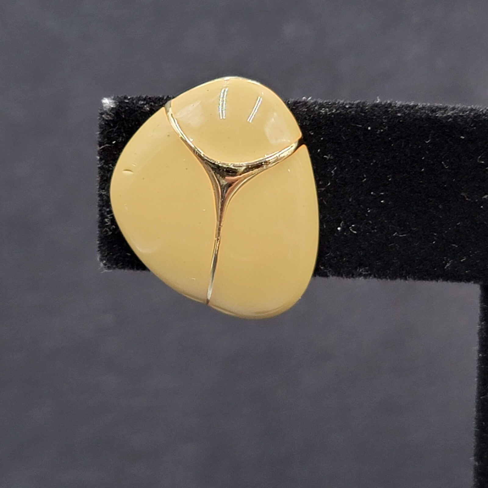 Vintage Pierced Earrings Dark Tan Enamel Gold tone Drop 3/4" 