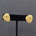 Vintage Pierced Earrings Dark Tan Enamel Gold tone Drop 3/4" 