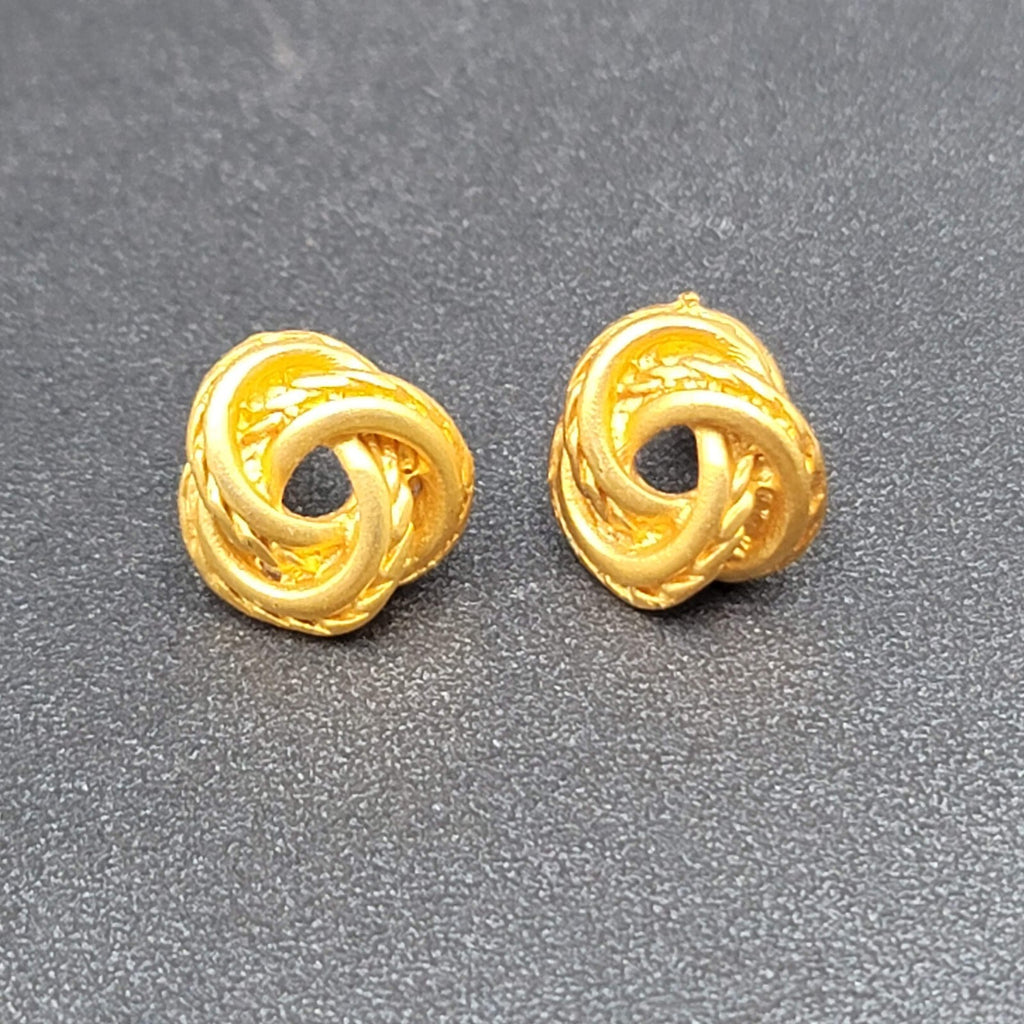 Pierced Earrings Gold Plated Knot Studs  1/2"