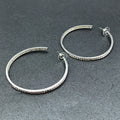 Pierced Earrings Silver tone Inside Outside Rhinestone Hoop 2 1/4"