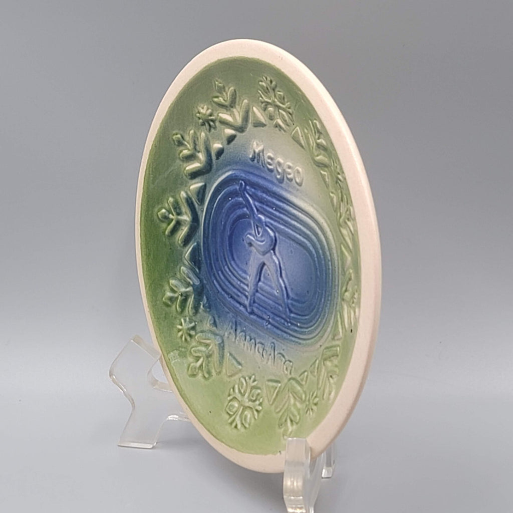Vintage Collectible Plate Megeo Speen Skater Green Blue 5.5"