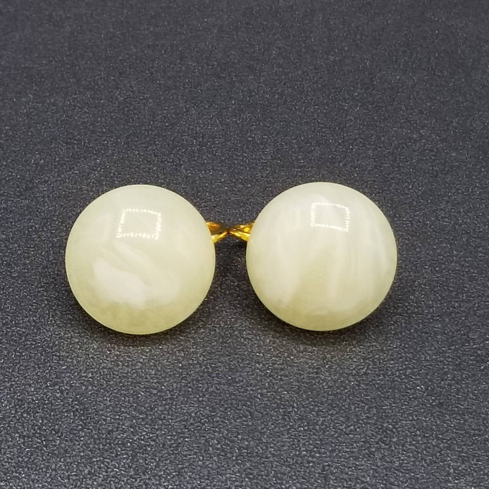 Vintage Clip on Earrings Opaque Swirl Acrylic Dome Drop Stud 3/4"