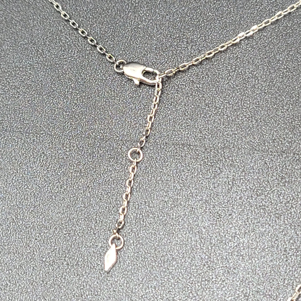 Fossil Tassel Pendant Necklace Silver tone Crystal Rhinestones Long 30"-32"