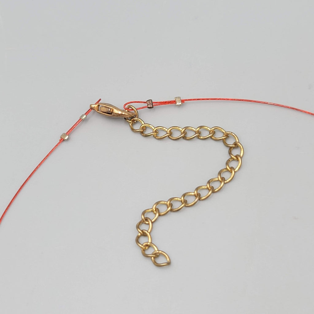 Red Modernist Bead Necklace Twist Cord 16"-18"