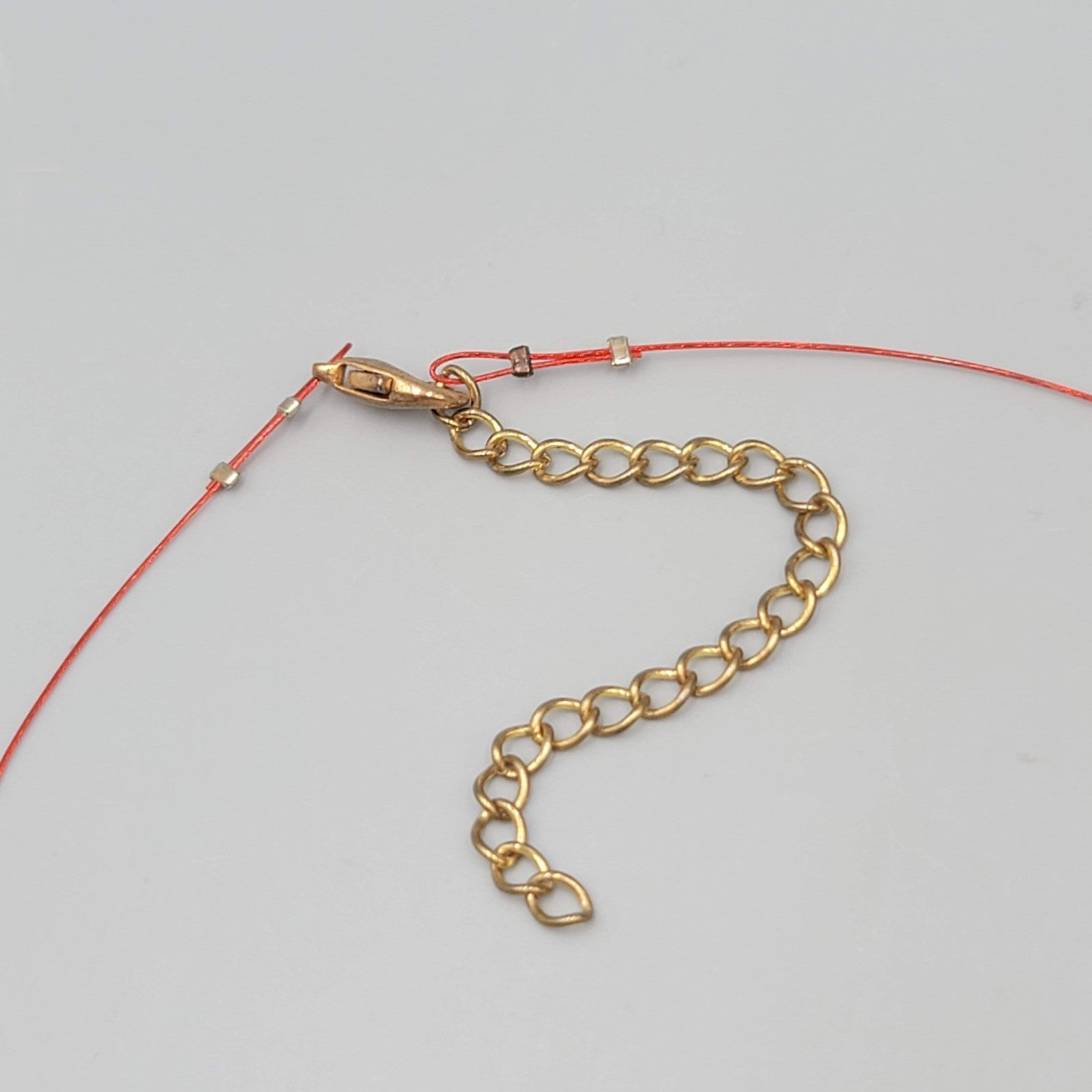 Red Modernist Bead Necklace Twist Cord 16"-18"