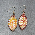 Sterling Silver Pierced Earrings Dichroic Red Glass Dangle 1.25"