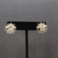 Vintage Clip on Earrings Silver tone Filigree Flower Studs 3/4"