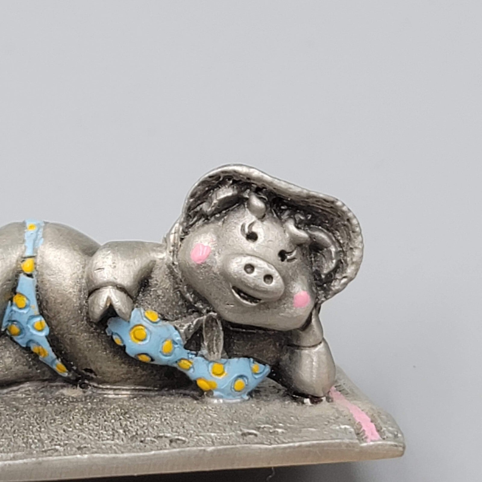 VTG Hudson Fine Pewter Pig wear swimsuit Anthropomorphic Miniature Figurine 3428
