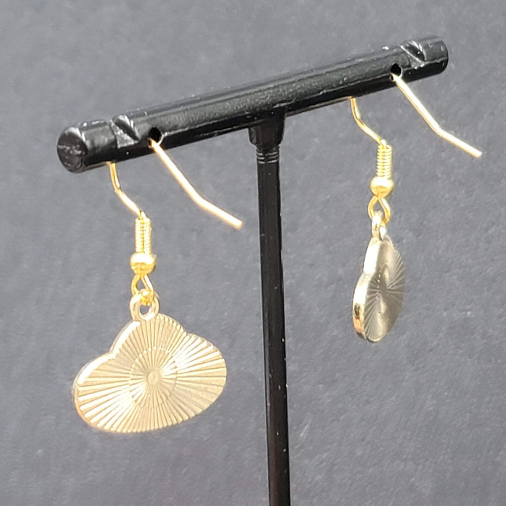 Hat Pierced Earrings Gold tone Red Black Enamel Dangle 5/8"