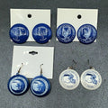 Lot of 4 Pairs Pierced Earrings Blue White US Air Force Academy Falcons Football