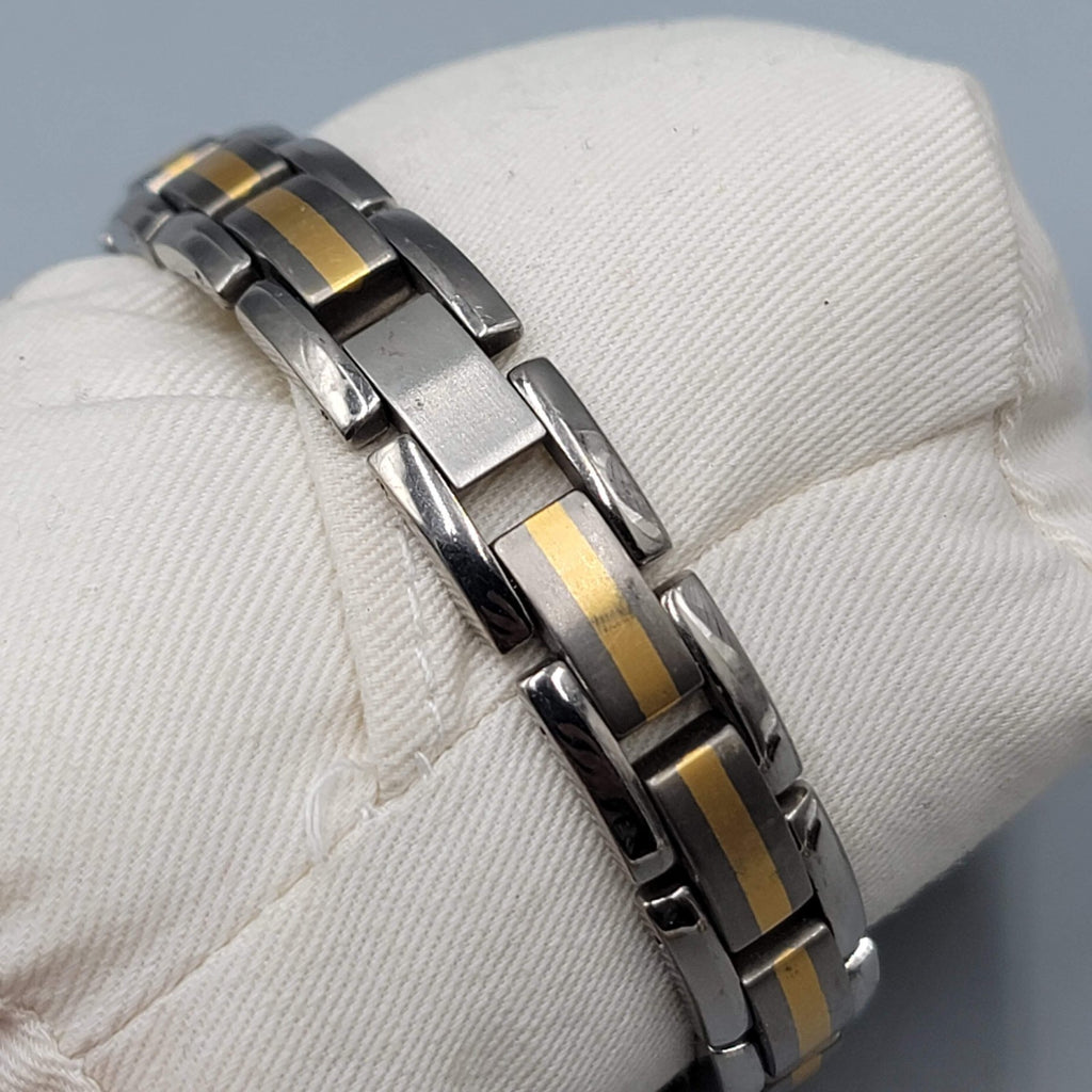 Mens Titanium Link Bracelet Two Toned Size 8.5