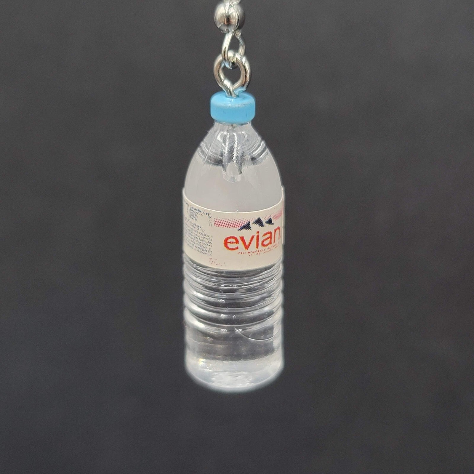 Pierced Earrings Miniature Evian Water Bottle Dangle 1.25"