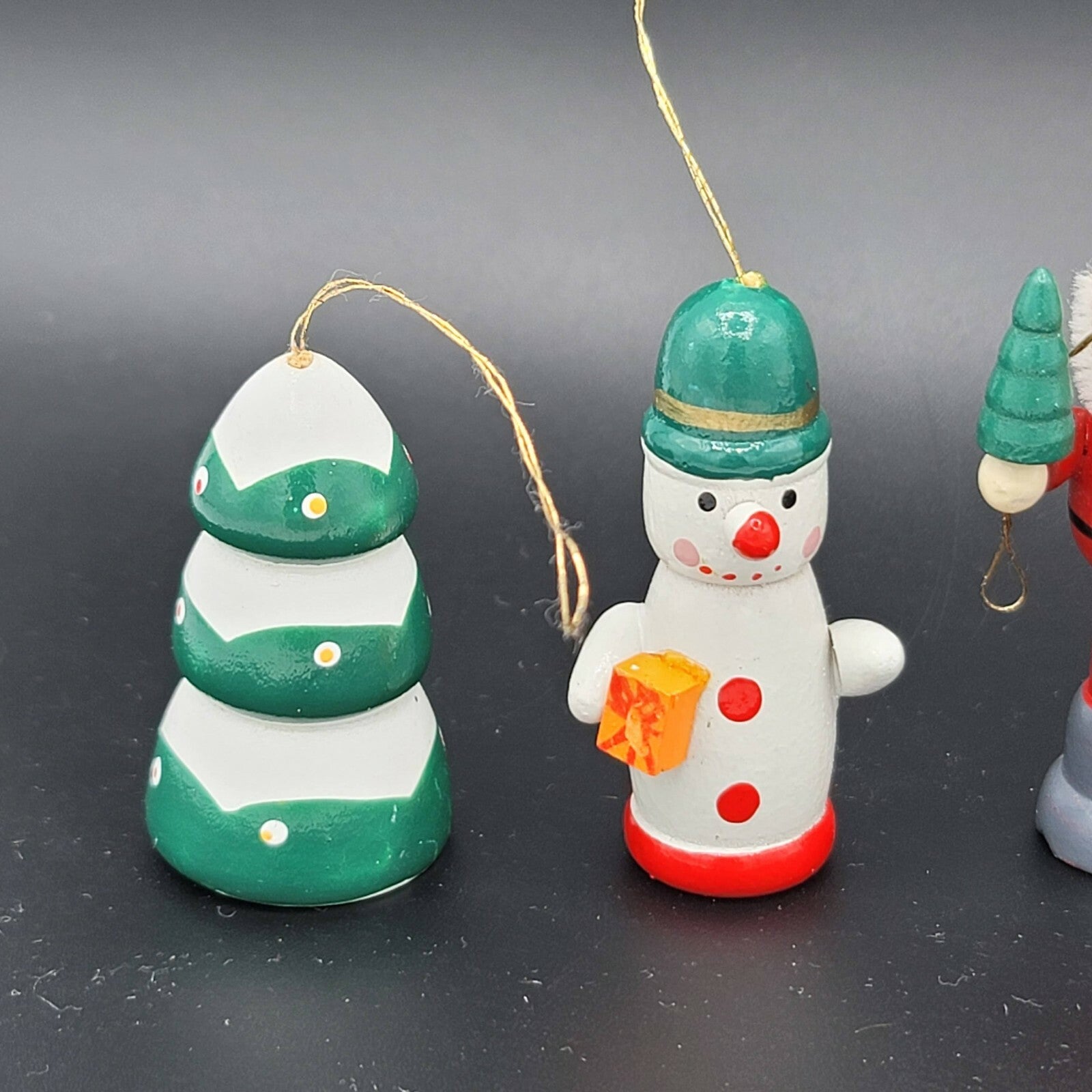 Lot of 5 Wooden Ornaments Christmas Tree Decorations Santa Tree Snowman Figures