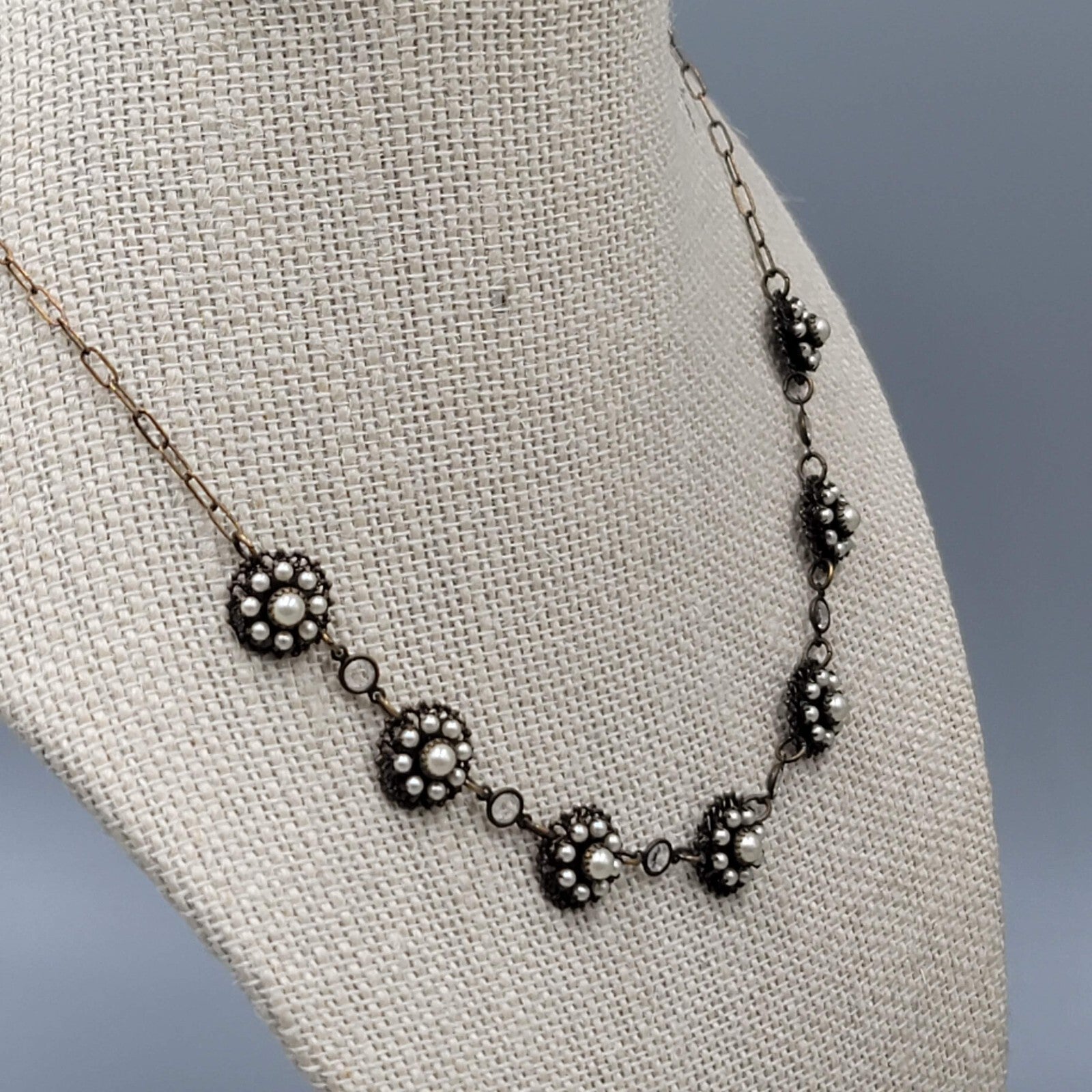 Vintage Kenny Ma San Francisco Crystal Necklace Bronze tone 16"-18”