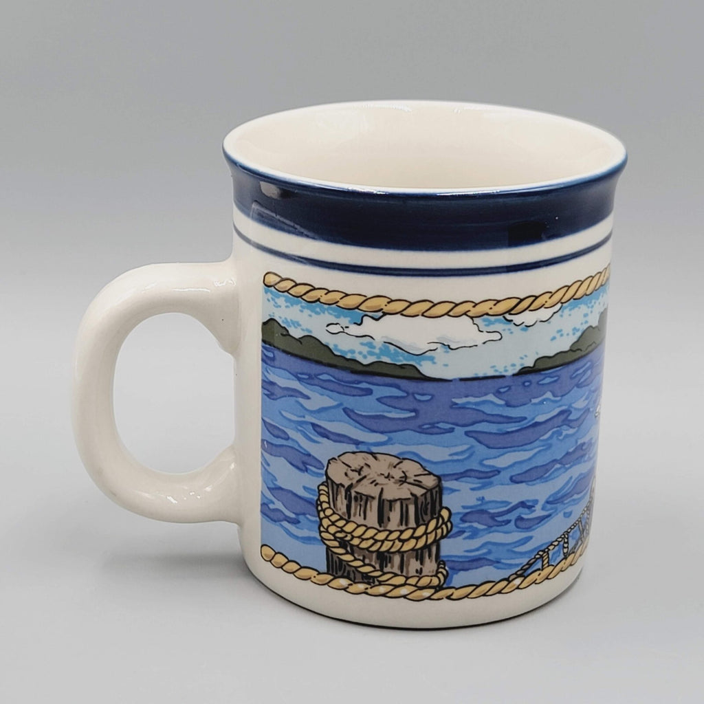 Tienshan Coffee Mug Stoneware Set of 2 Seagull Beach Ocean Theme