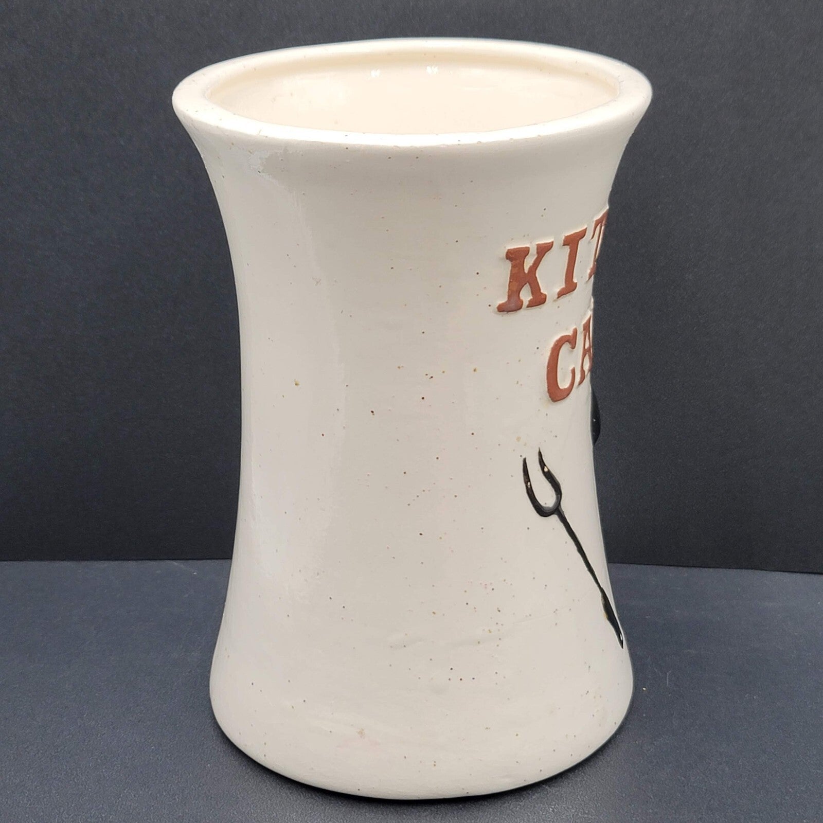 Vintage Hand Painted Kitchen Caddy Speckled Ceramic Kitchen Utensil Holder