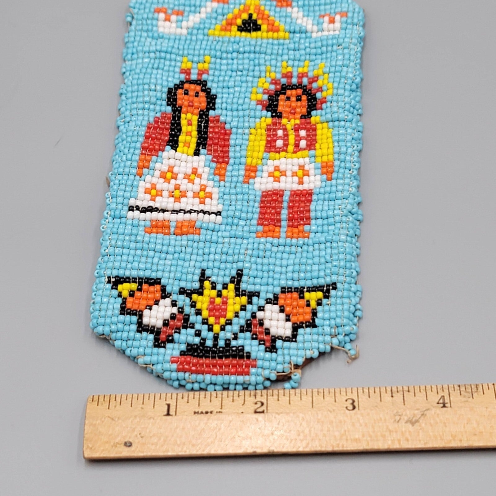 Vtg Native American Seed Bead Sunglass Eye Glass Case Holder Leather