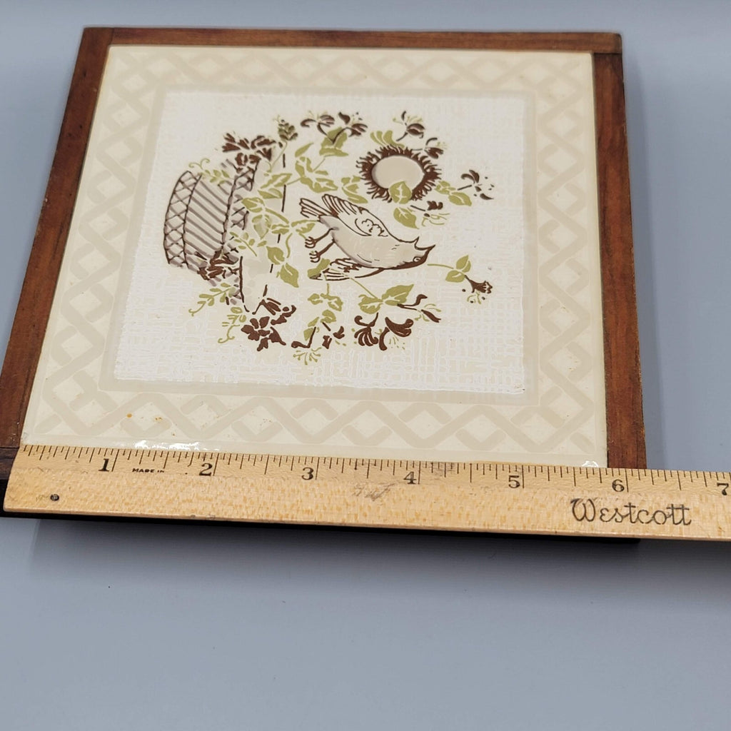 Vintage Siena Ceramic Tile Bird Flower Made in Italy 5 3/4"