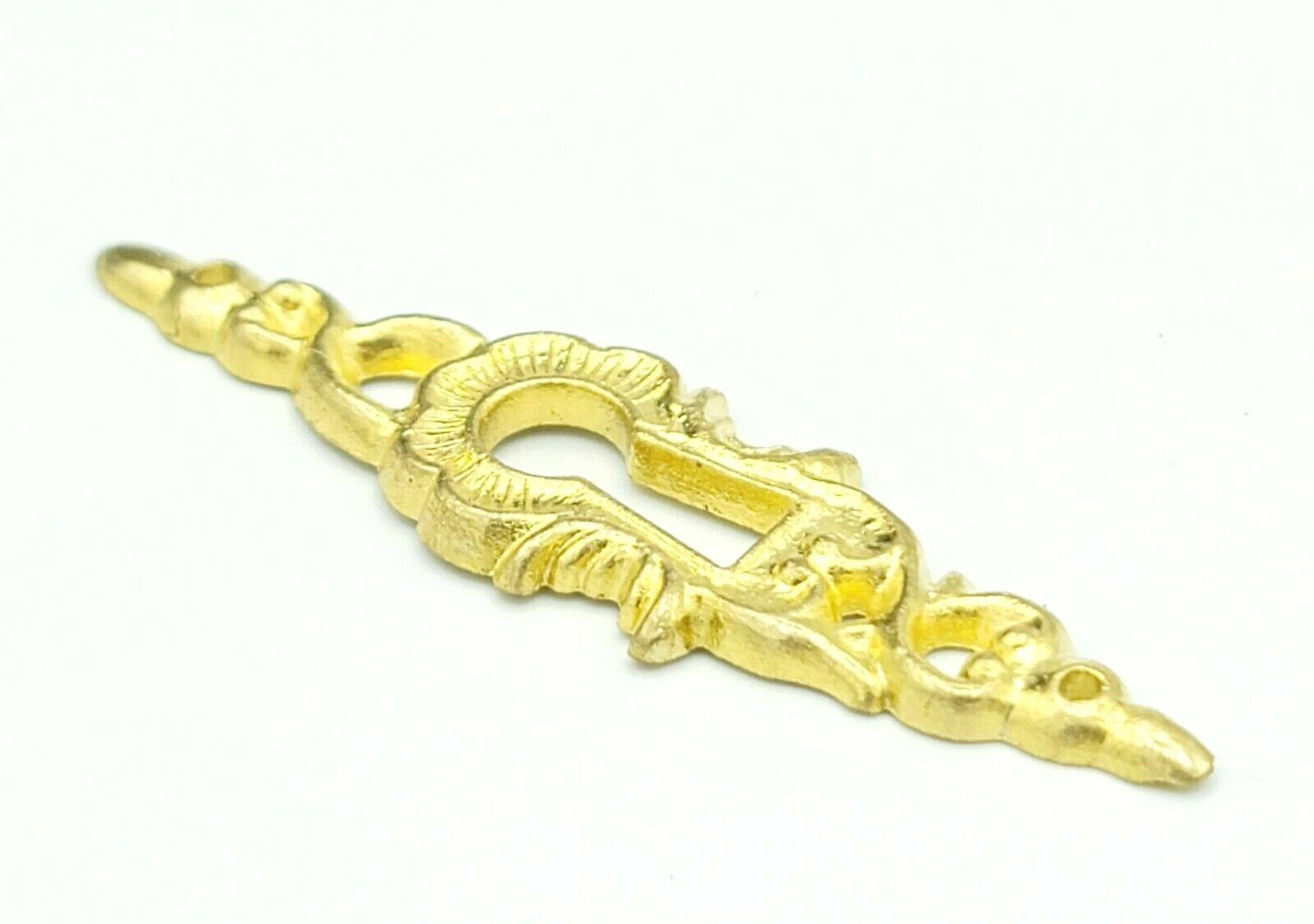 Vintage Cast Brass Keyhole Cover Escutcheon Plate 2 3/8" x 5/8"