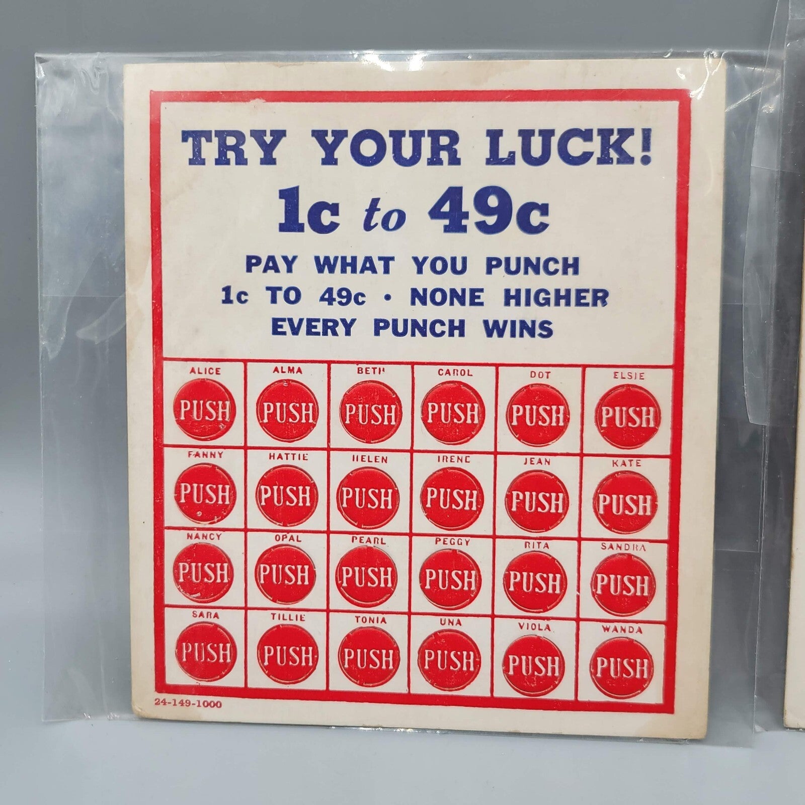 VINTAGE TRY YOUR LUCK GAMBLING GENERAL STORE PUNCH CARD LOT OF 3