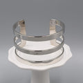 Triple Bar Cuff Bracelet Silver tone Fashion Jewelry 7"
