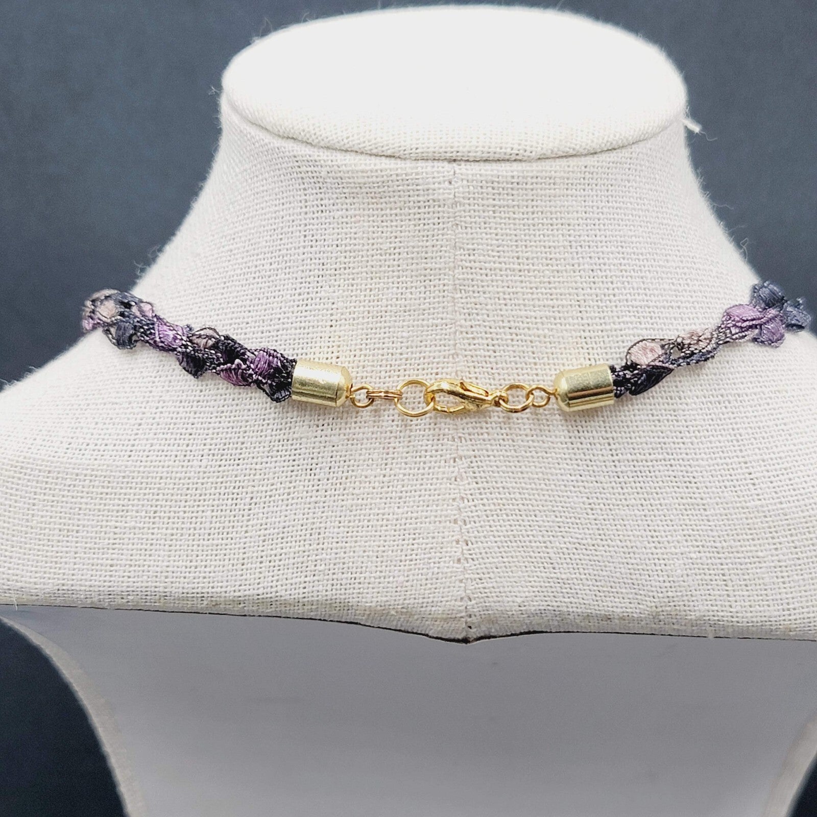 Purple Necklace Art Glass Heart Pendant 20"