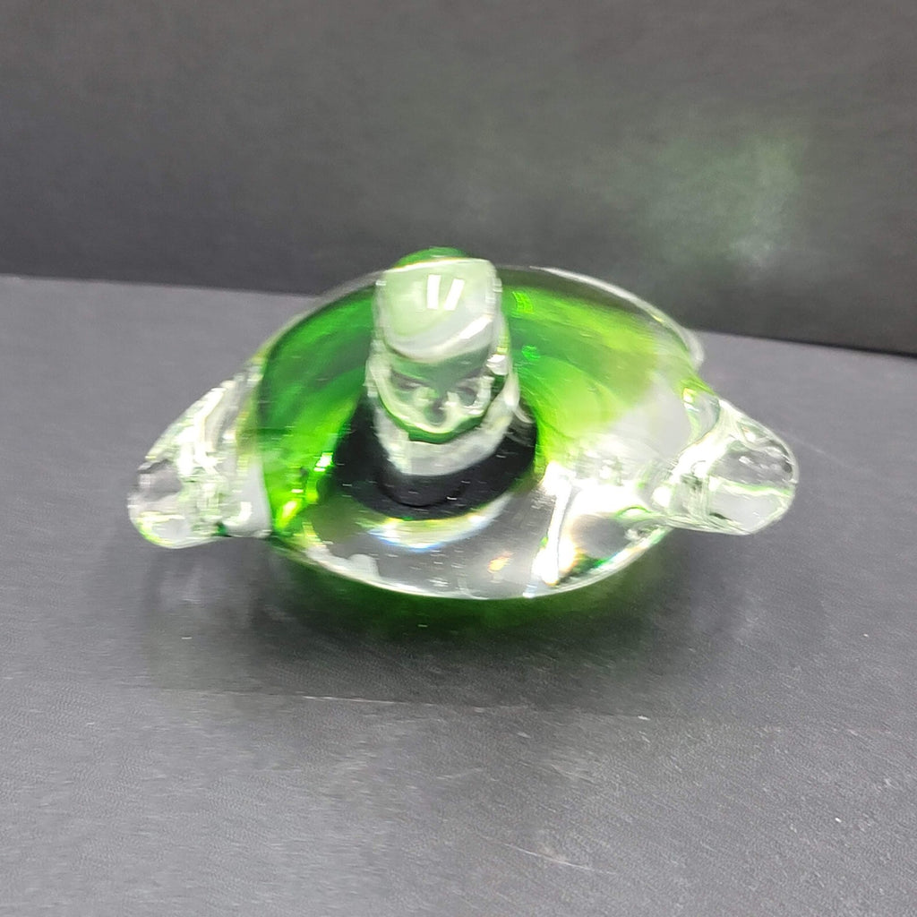 Turtle paperweight hand blown art glass green Murano style figurine