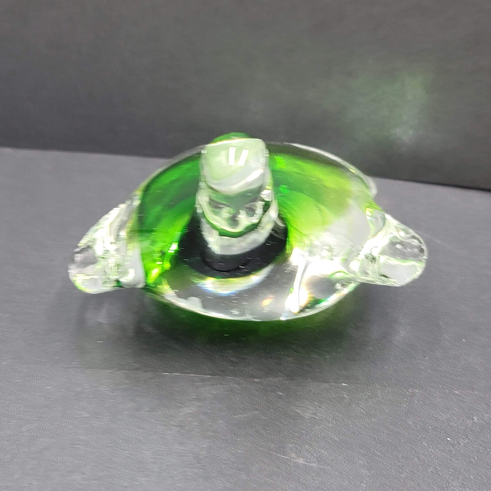 Turtle paperweight hand blown art glass green Murano style figurine