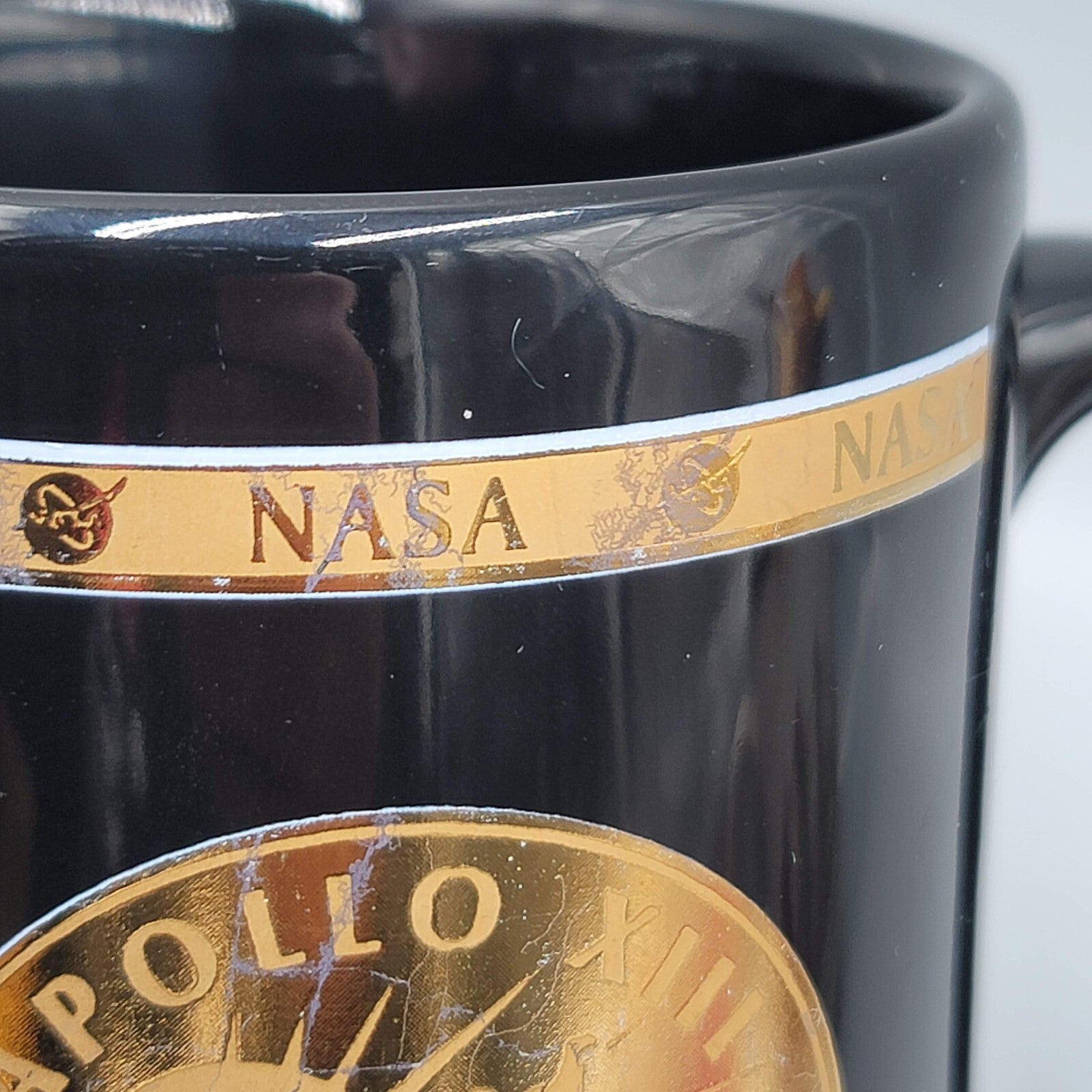 Apollo XIII Nasa 1970 Coffee Mug Cup Black Gold Vintage