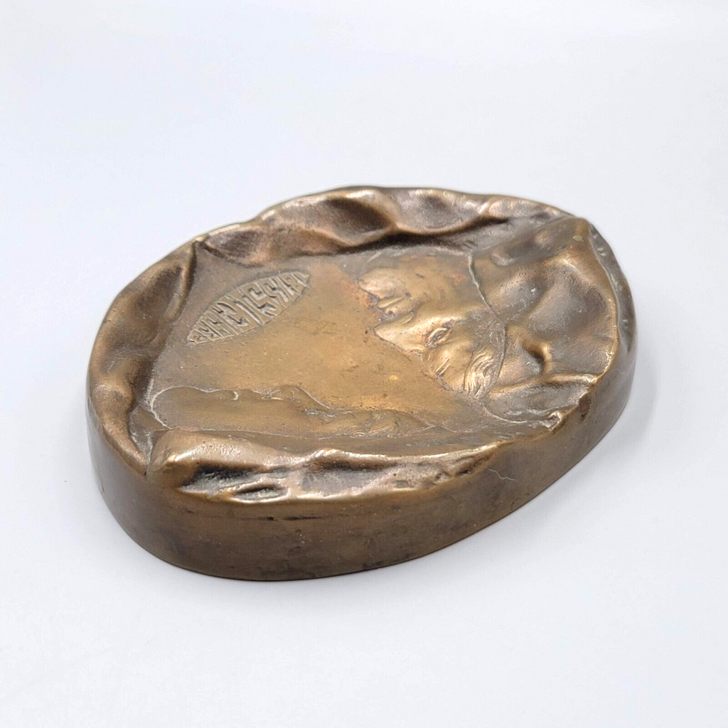 Antique Solid Cast Bronze Dish  1873 SIF 1933 4.75" x 3.75" 1 lb 7 oz