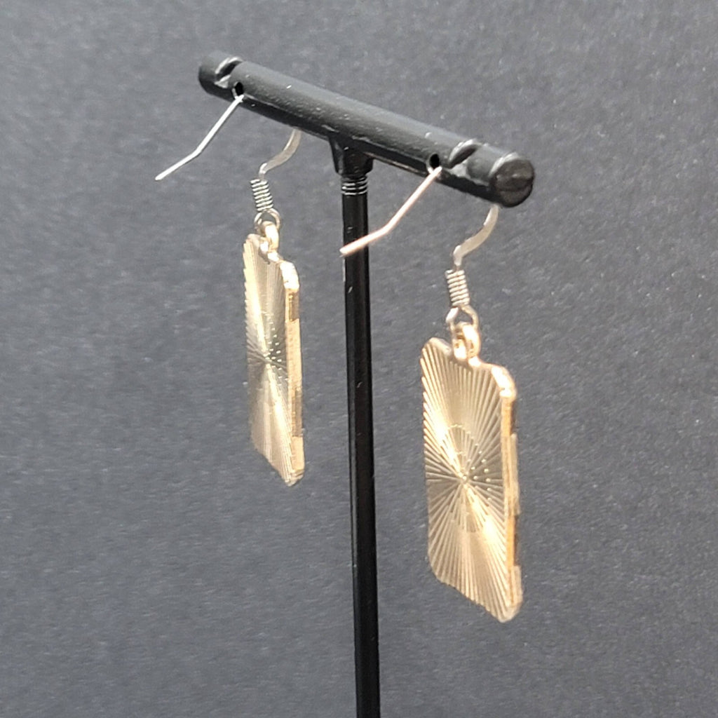 Tarot Card Pierced Earrings The LOVERS Sun and Moon Gold tone Black 1"