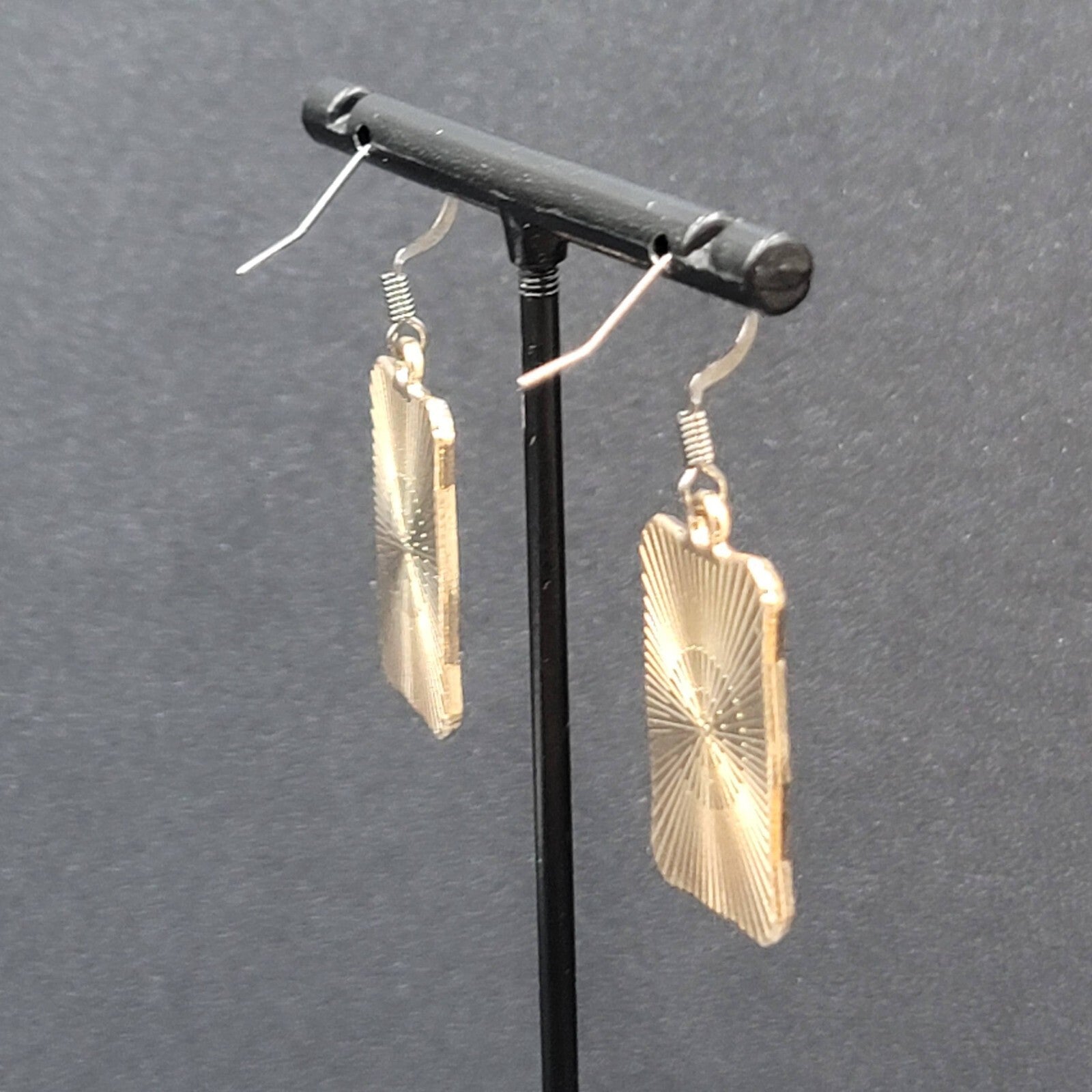 Tarot Card Pierced Earrings The LOVERS Sun and Moon Gold tone Black 1"