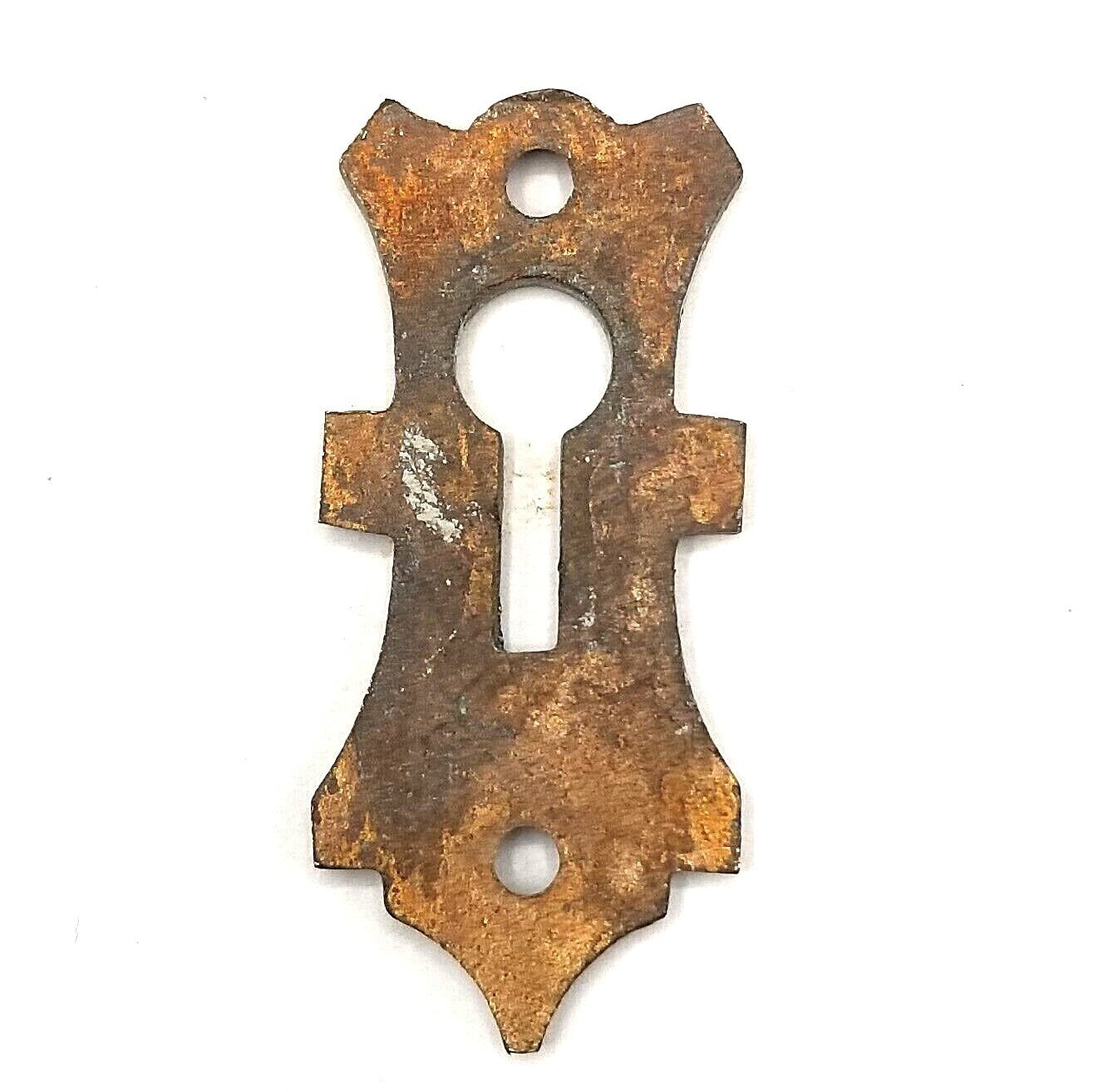 Vintage Ornate Bronze Skeleton Key hole Escutcheon Salvage 2" x 7/8" 3777