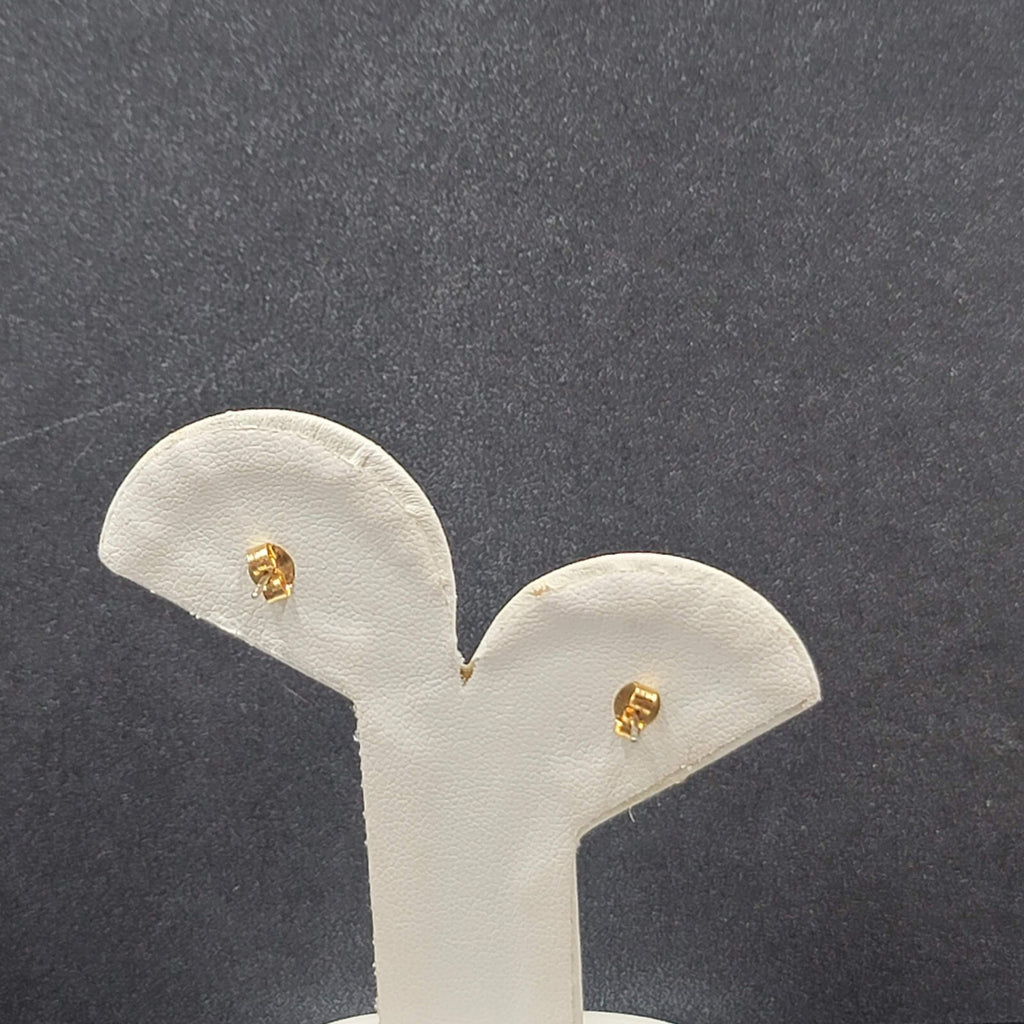 Vintage Pierced Earrings Gold Plated Red Stone Heart Studs 5/8"