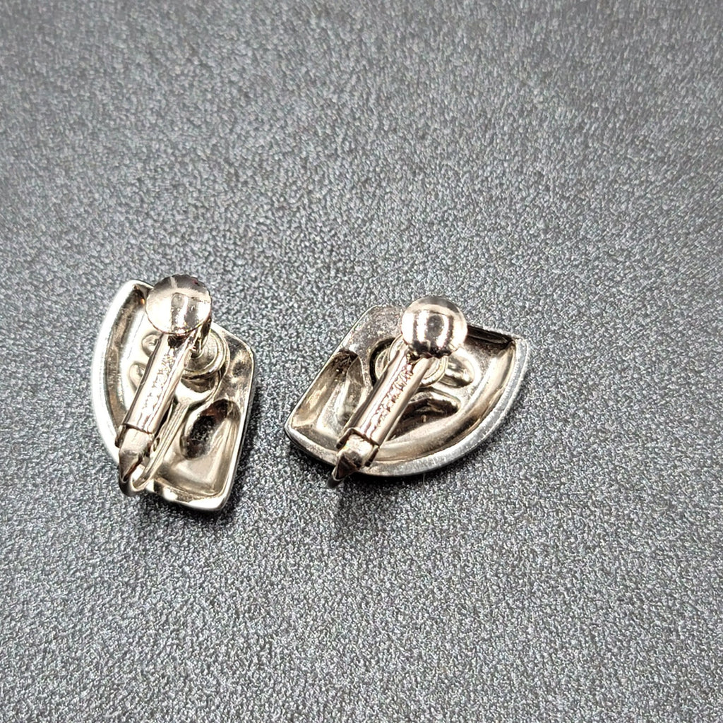 Vintage Napier Clip on Earrings Polished Silver Plated Studs 7/8"