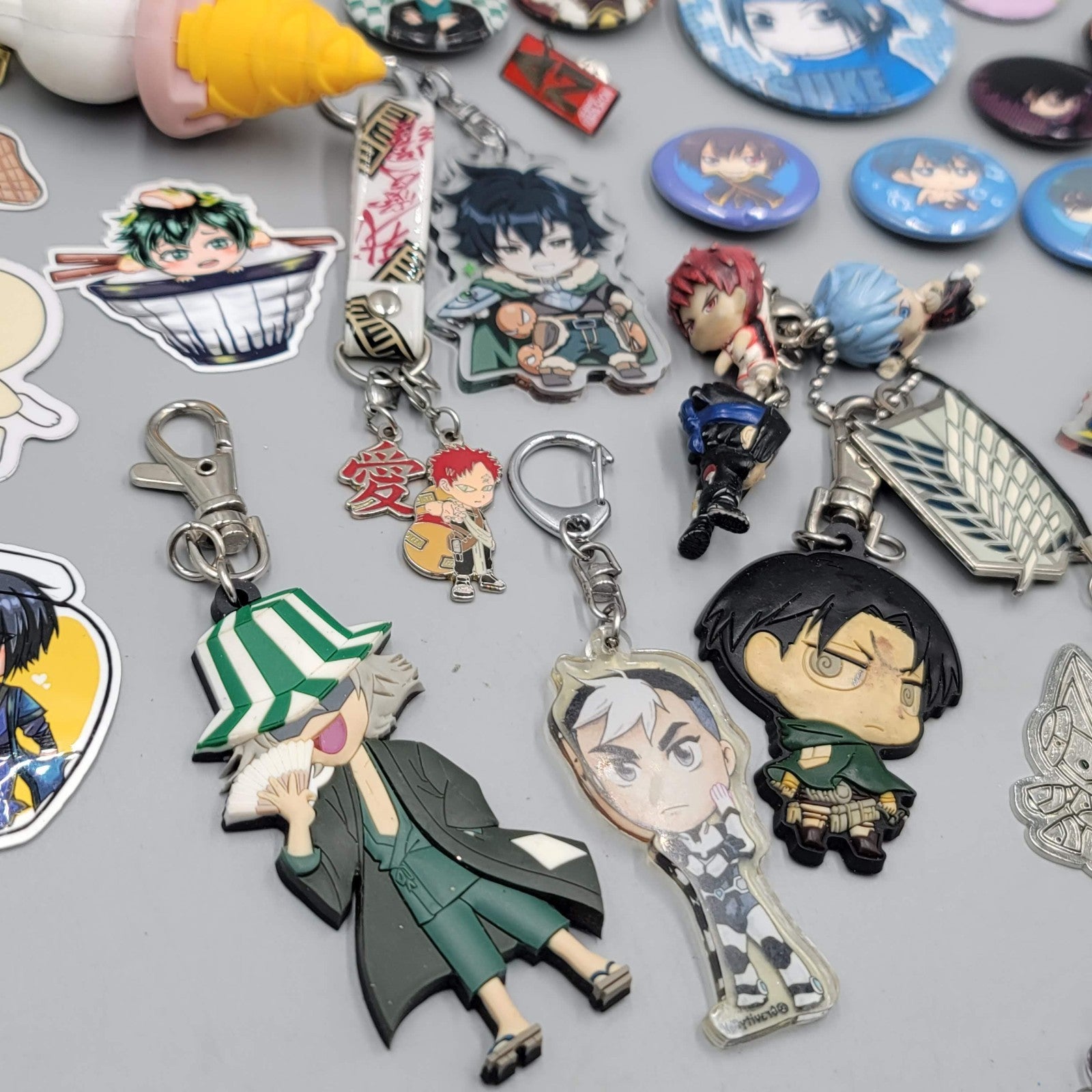 Anime Pin Button Sticker Keychain Charm Lot