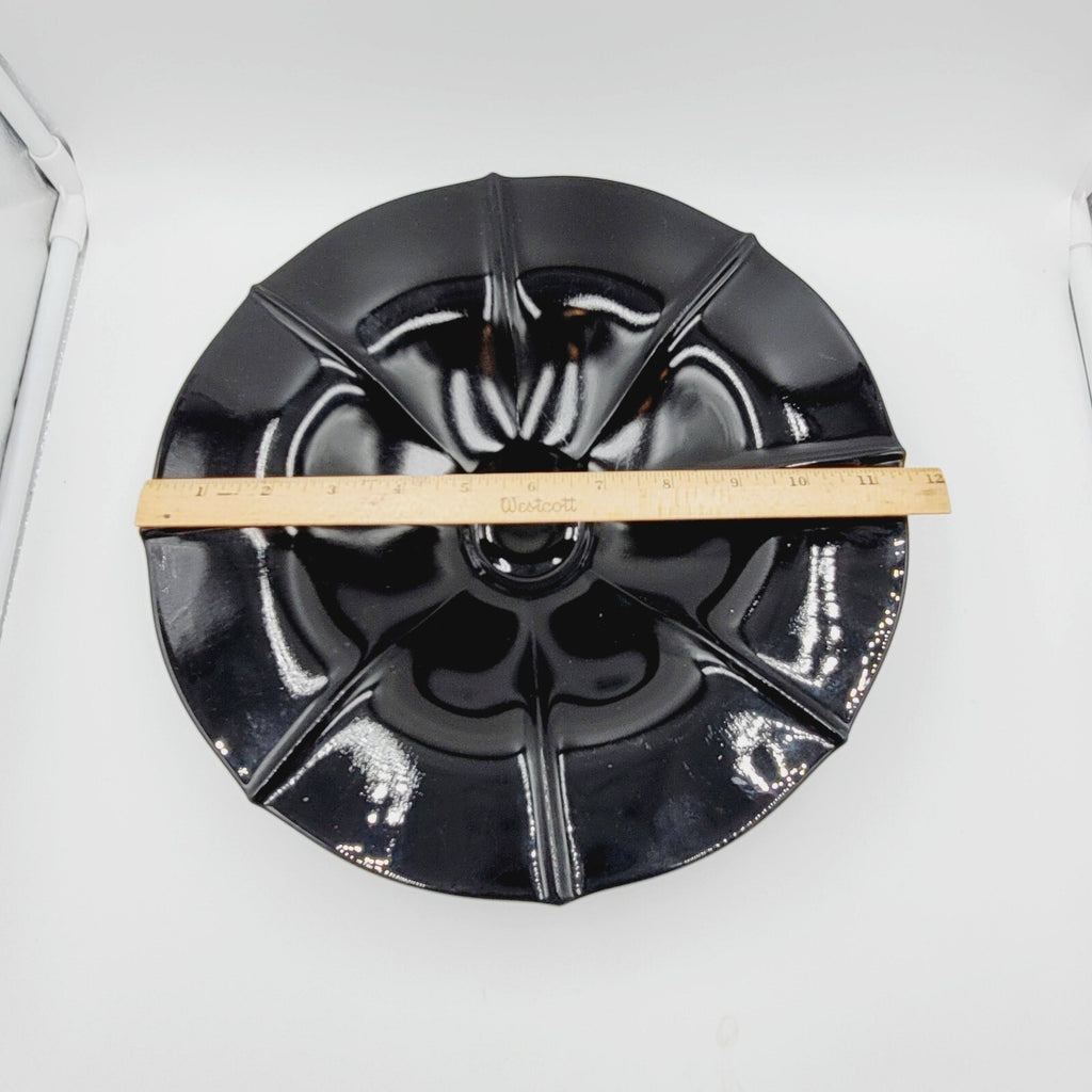 Vintage Black Glass Large Pedestal Bowl Dish MCM 11.5"