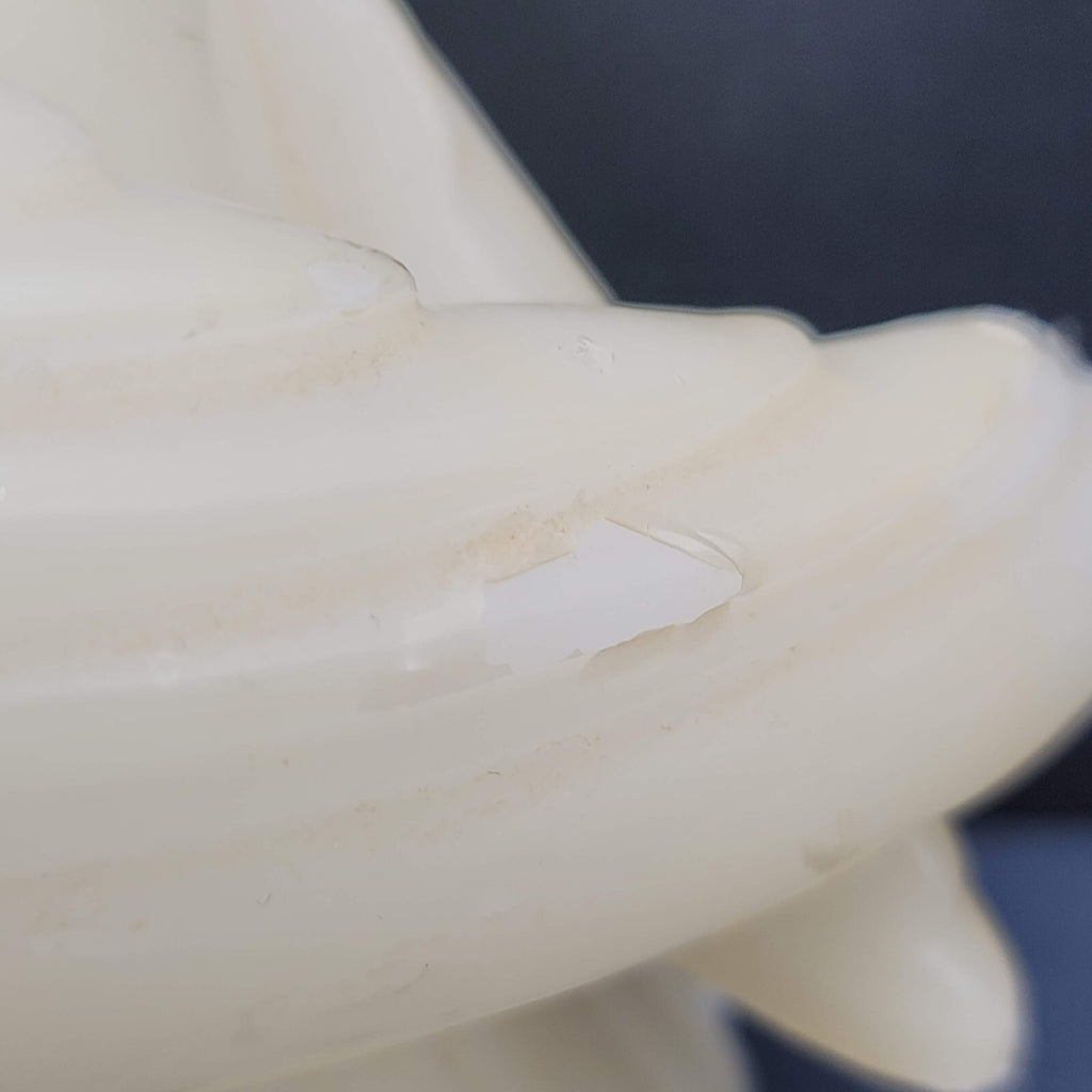 Vintage Wax Owl Candle Large Carved White Unburned 9"
