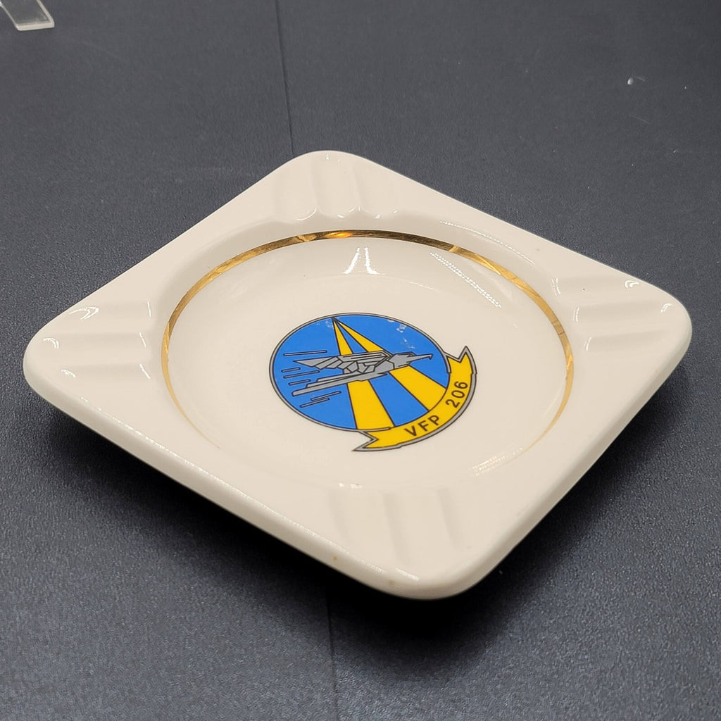 Vintage VFP 206 HAWKEYES US NAVY Reserve CRUSADER Ceramic Ashtray 5.5 in