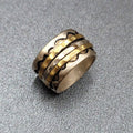 Two Tone Spinner Ring Size 7 Wide Band Silver tone and Brass