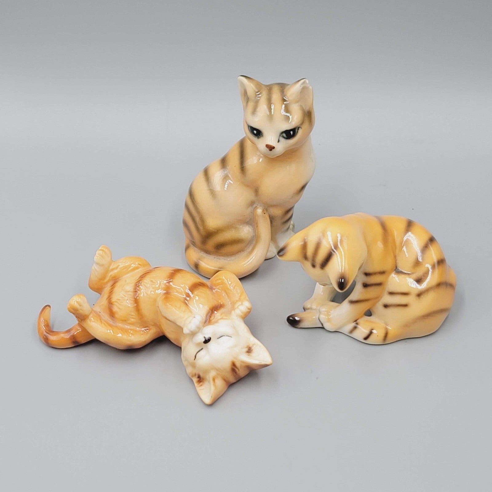 Vintage Cats of Character Bone China Figurines Set Cat Nap Orange Tabby England