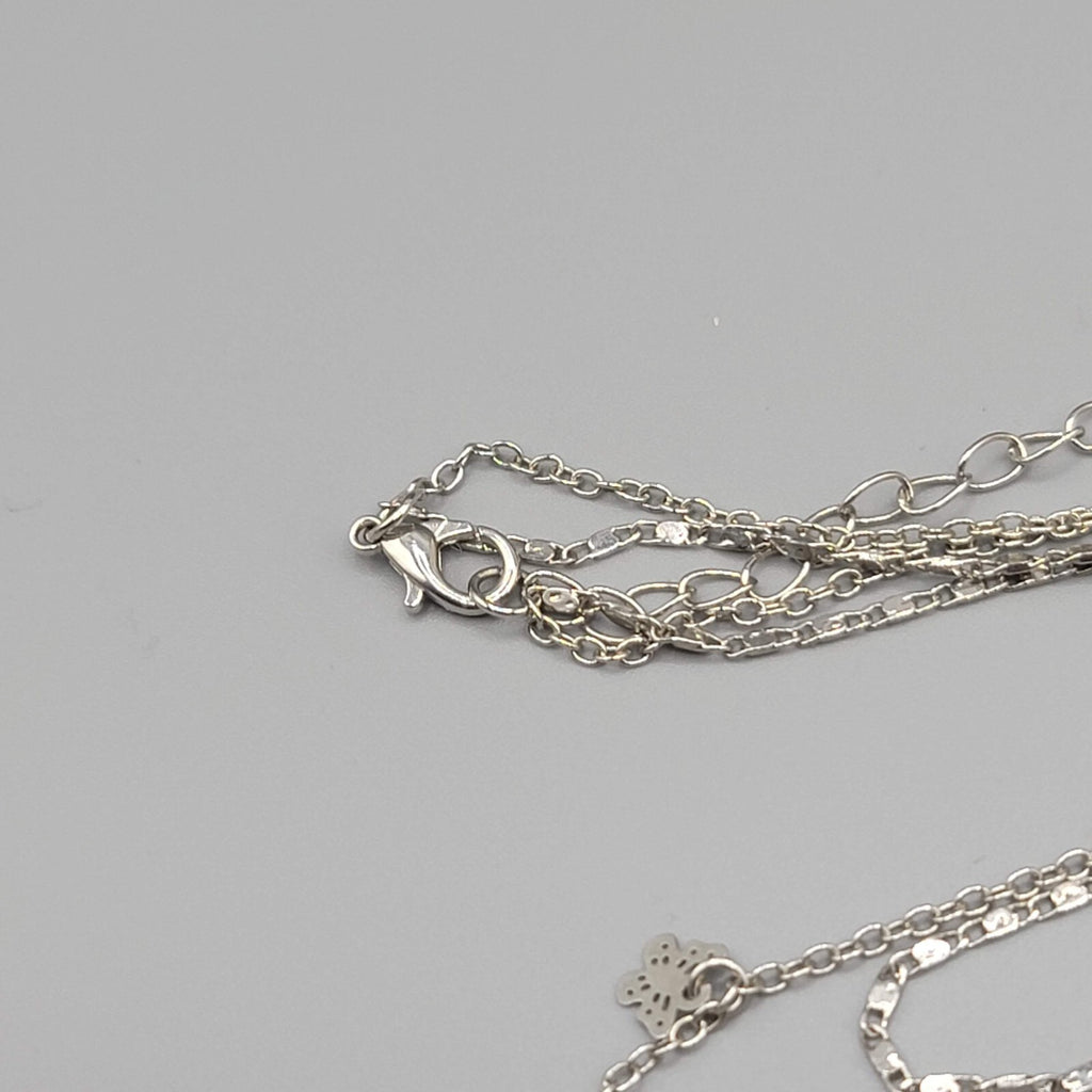 Butterfly Necklace 2 Chain Silver tone Scroll Chain Delicate 14" and 17"