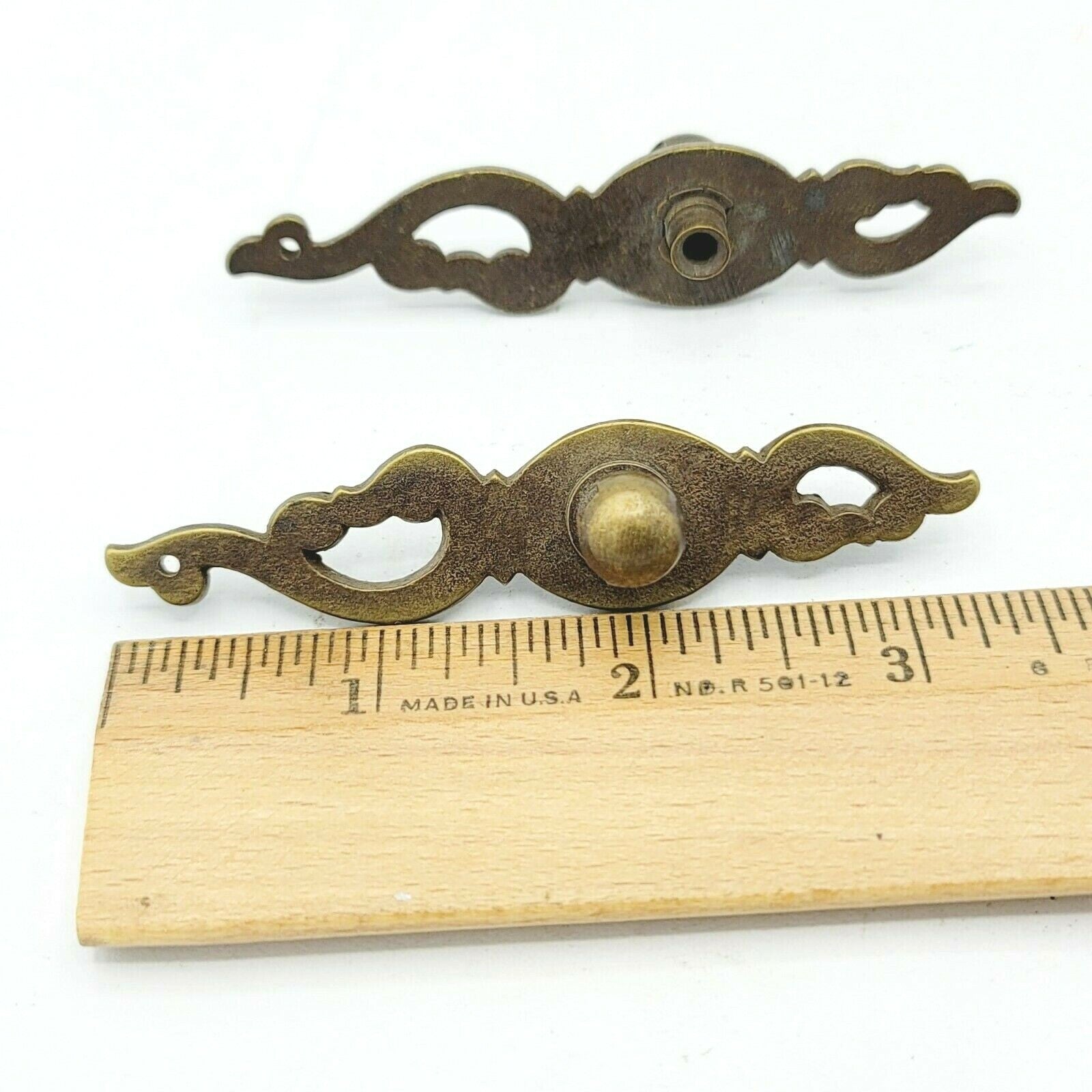 Brass Plate Drop Bail Pull Repair Lot of 2 Salvage Drawer Hardware Reclaimed