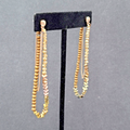 Pierced Earrings Gold tone Small Faceted Beads Dangle Loop To Back 3.25"