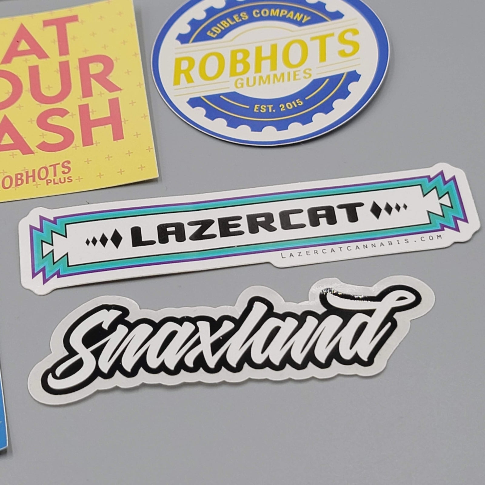 Dispensary Sticker Lot Robhots LazerCat Snaxland Veritas Colorado Harvest