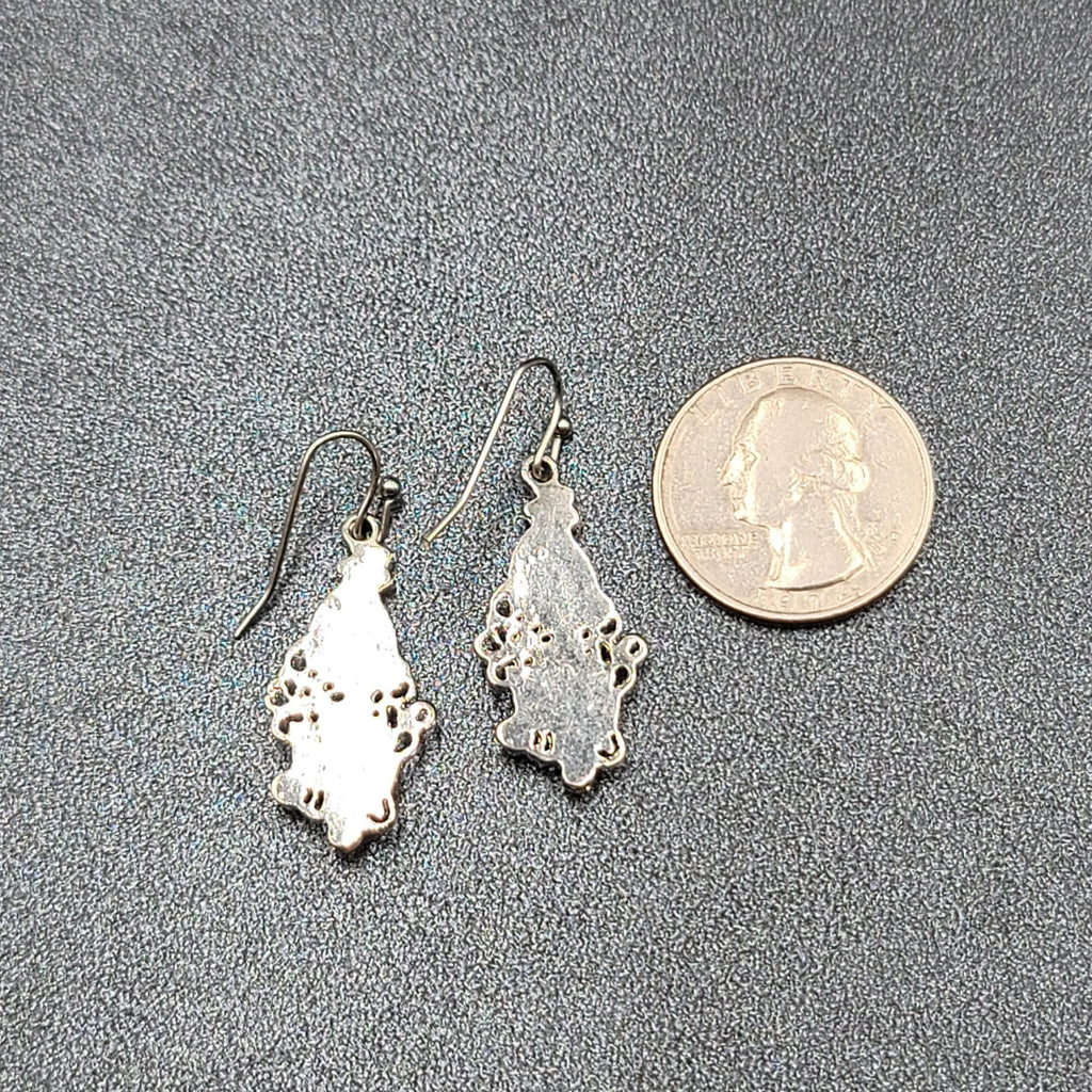 Pierced Earrings Silver tone Blue Yellow Teardrop Crystals  1 1/8"