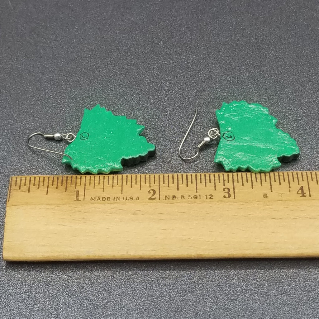 Vintage Pierced Earrings Green and Purple Hand painted Grape Dangle 1 3/8"