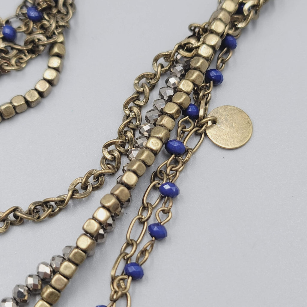 Extra Long Necklace Multi Strand Crystal Bead Layered 30"